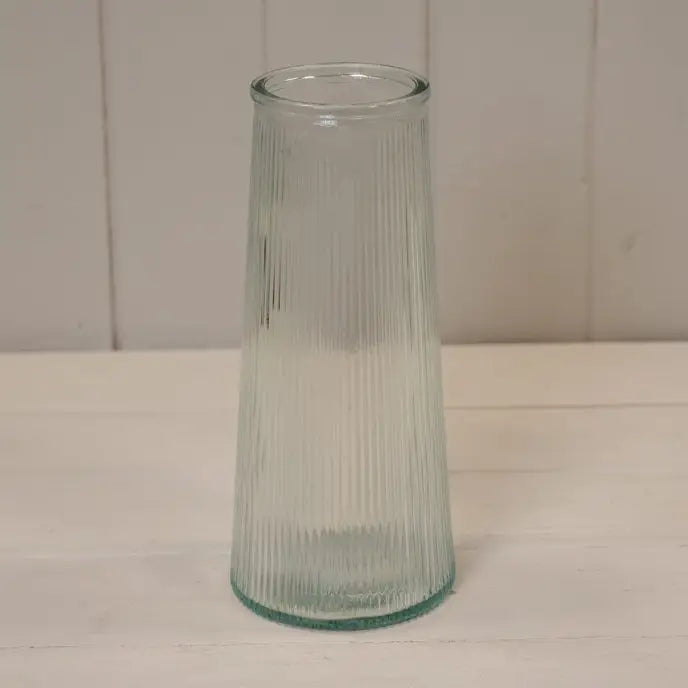 Clear Tall Ribbed Vase
